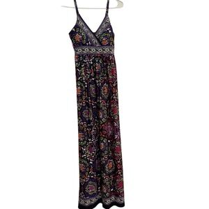 Olivia Matthews Maxi Dress Floral Print Sleeveless Casual Purple Size Medium